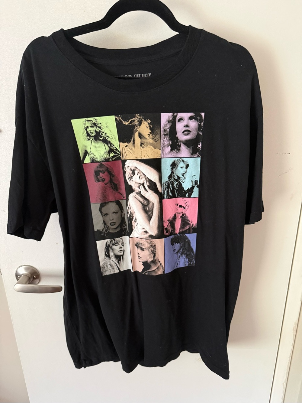 Authentic Taylor Swift Black Short Sleeve Tee with Multicolor Photo Grid
